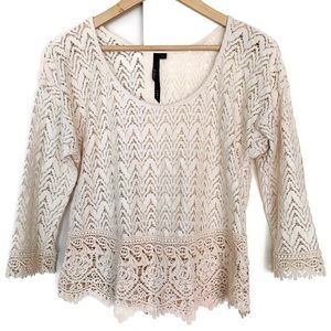 ☘️5 for $25☘️ Bellatrix 3/4 Sleeve Crochet Knit Top Small Petite